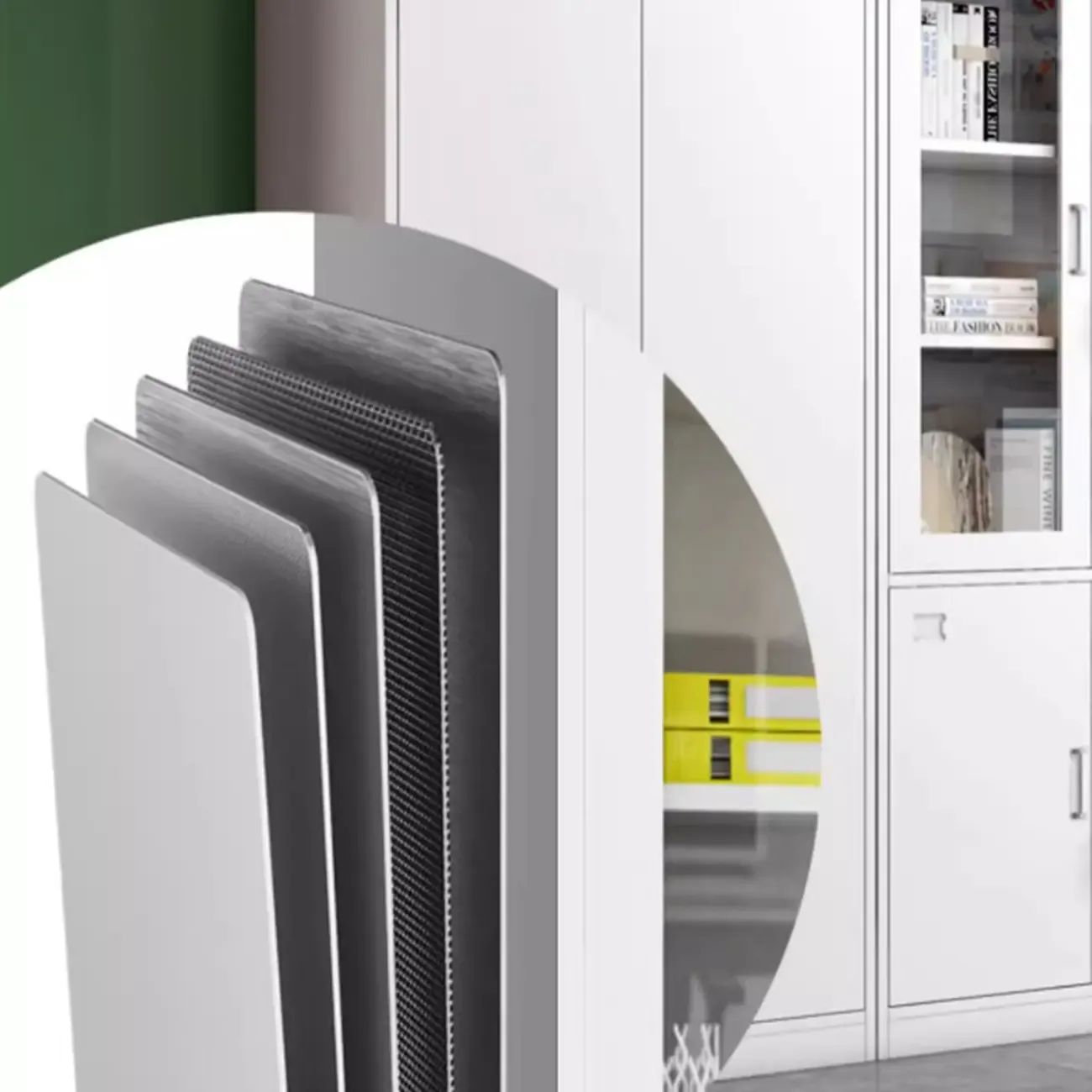 Traditional White Steel Filing Cabinets with Glass Doors and Locks Image - 9