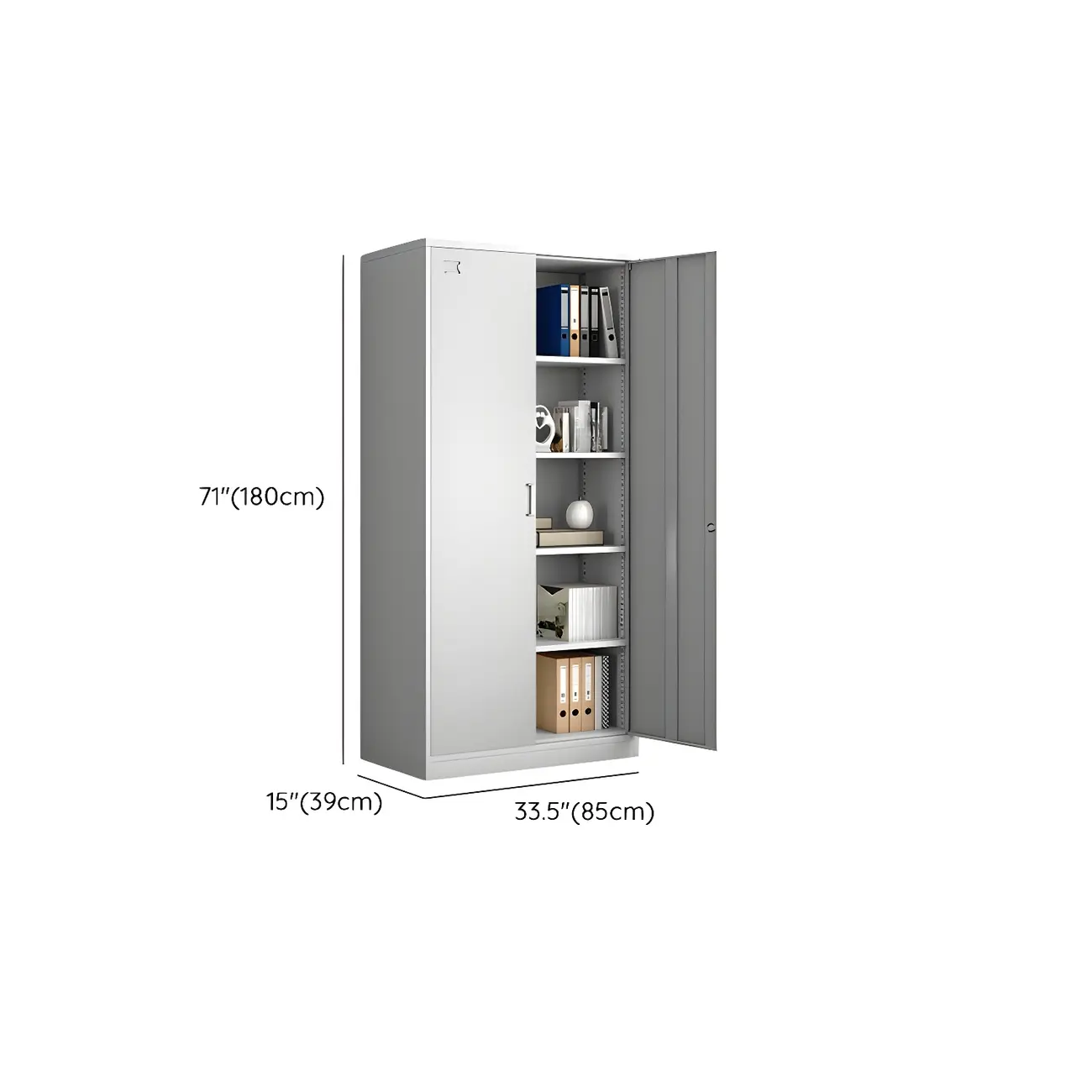 Traditional White Steel Filing Cabinets with Glass Doors and Locks #size