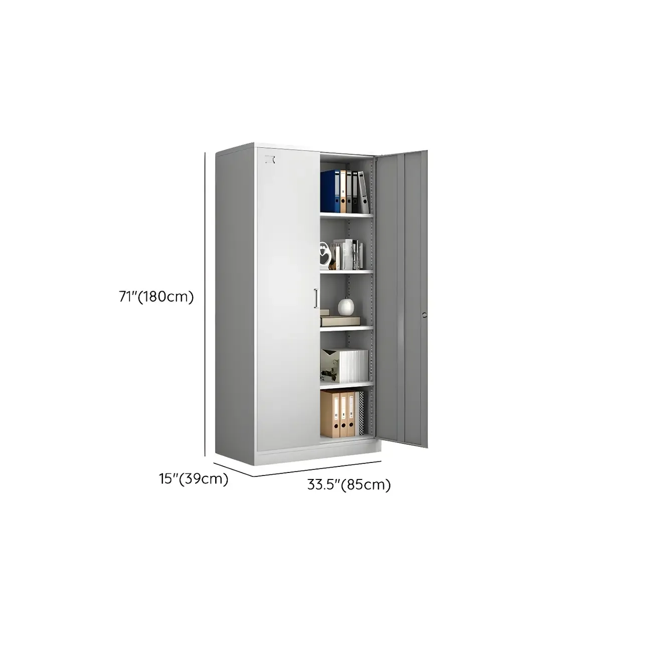 Traditional White Steel Filing Cabinets with Glass Doors and Locks #size