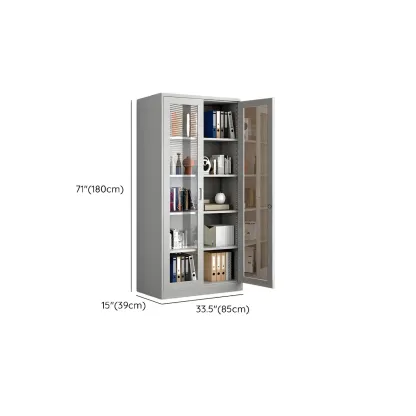 Traditional White Steel Filing Cabinets with Glass Doors and Locks Image - 14