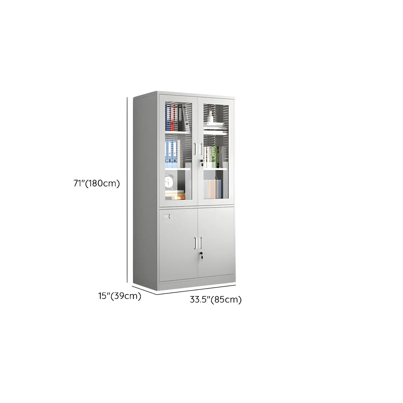 Traditional White Steel Filing Cabinets with Glass Doors and Locks Image - 15 | homeyfad