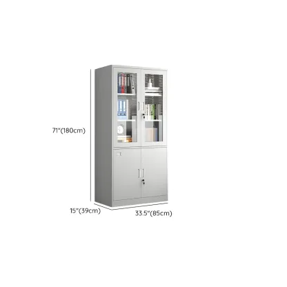 Traditional White Steel Filing Cabinets with Glass Doors and Locks Image - 15
