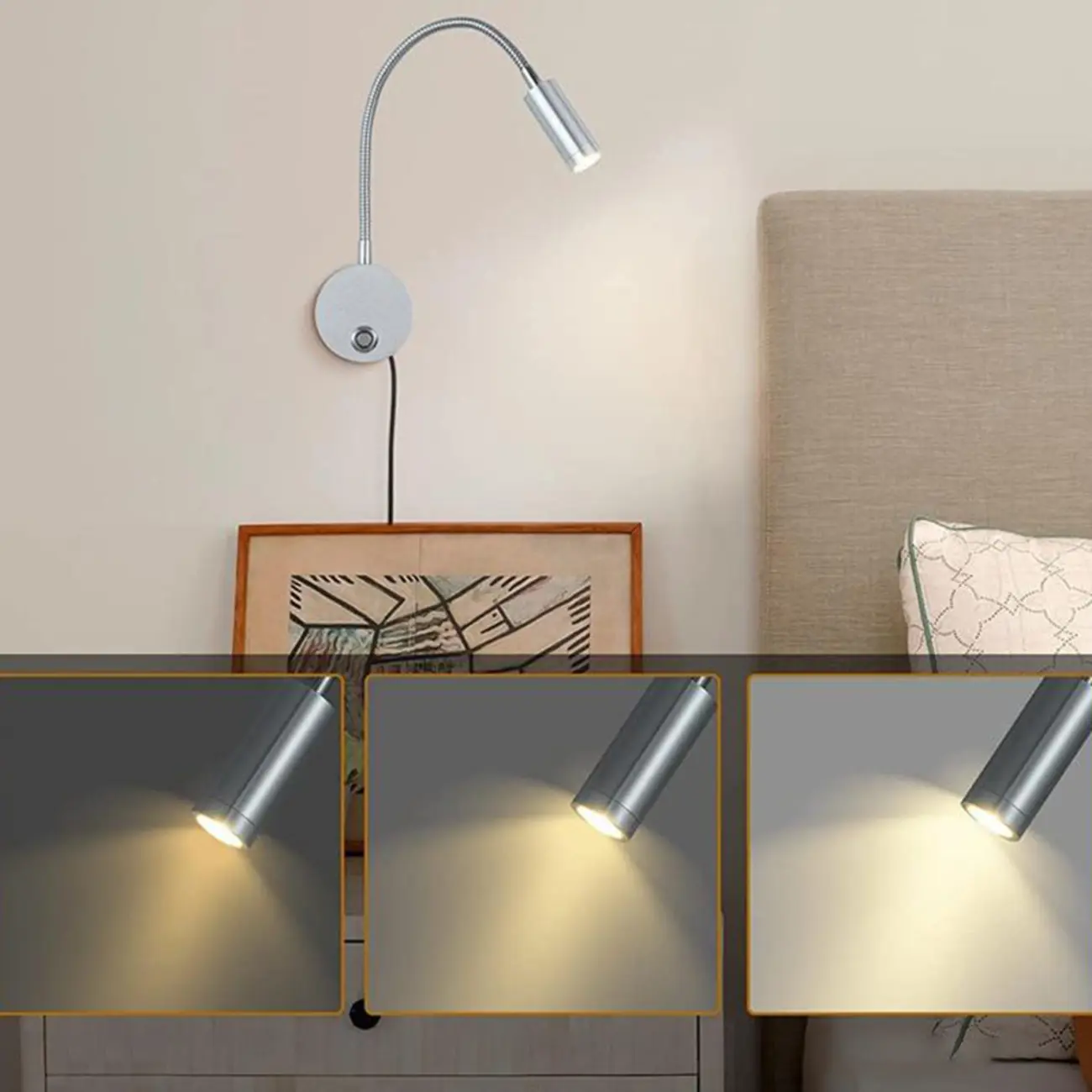 Third Gear Dimming Metal Hose Swing Arm Wall Light Image - 4 | homeyfad