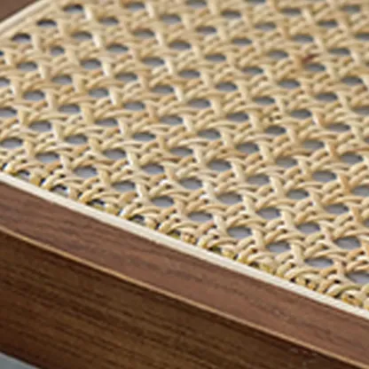 Vintage Wooden Elegance Square Rattan Back High Bar Stool Image - 10