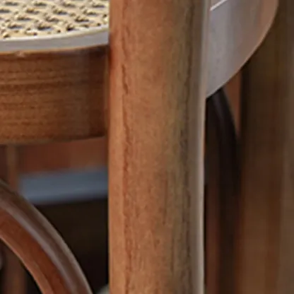 Vintage Wooden Elegance Square Rattan Back High Bar Stool Image - 11