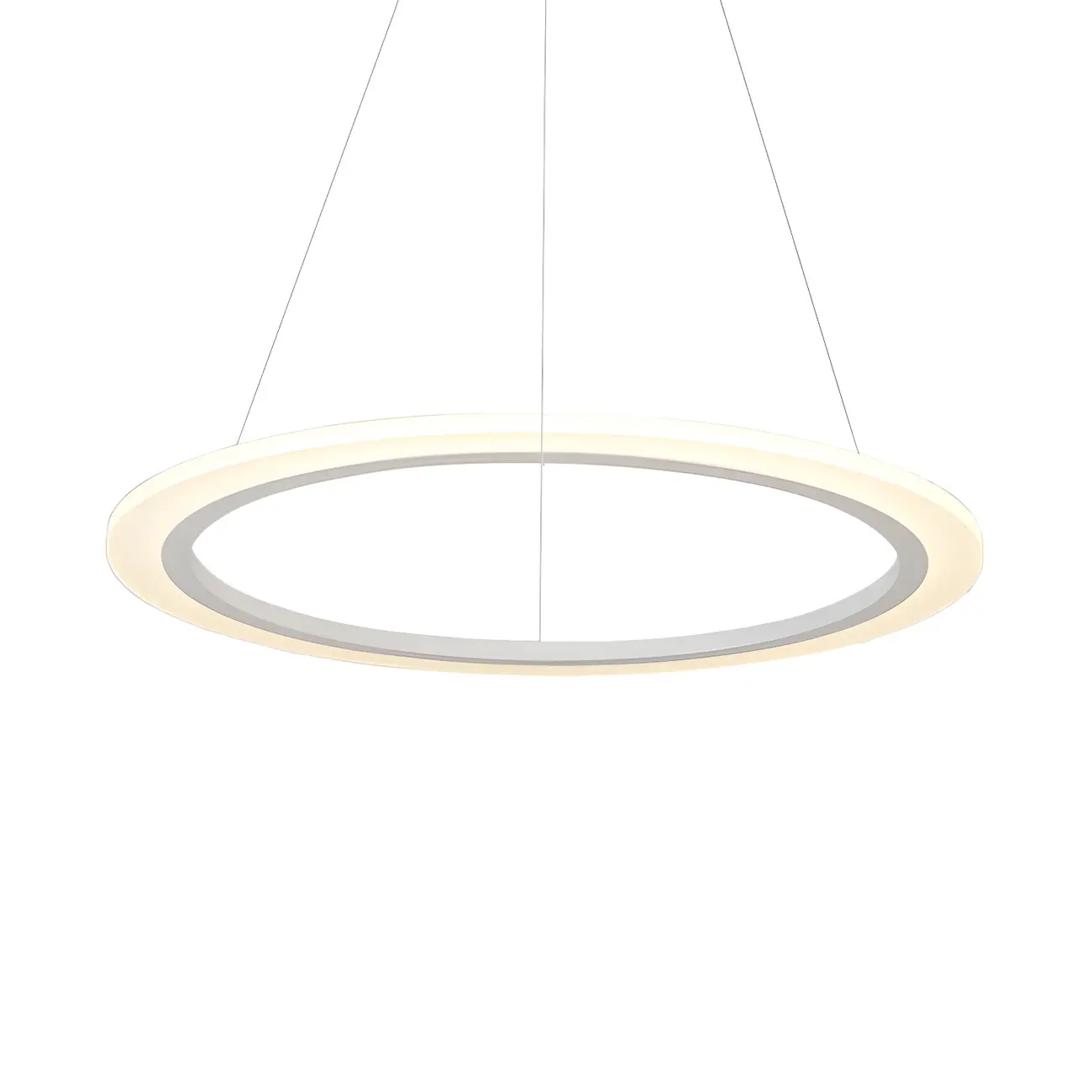 White Circular Modern Metal LED Pendant Chandelier Image - 12 | homeyfad