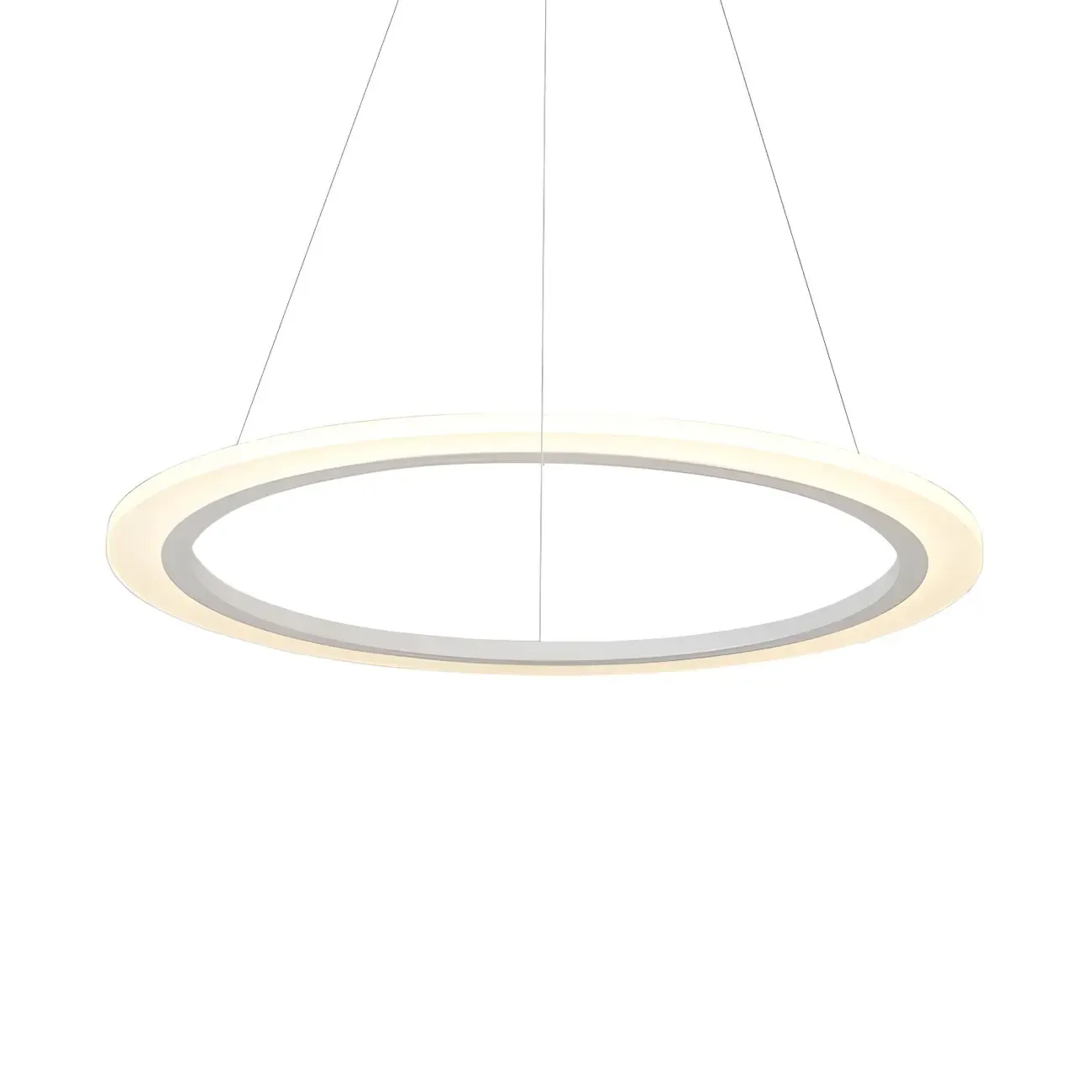 White Circular Modern Metal LED Pendant Chandelier Image - 12
