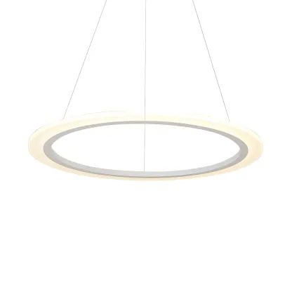 White Circular Modern Metal LED Pendant Chandelier Image - 12