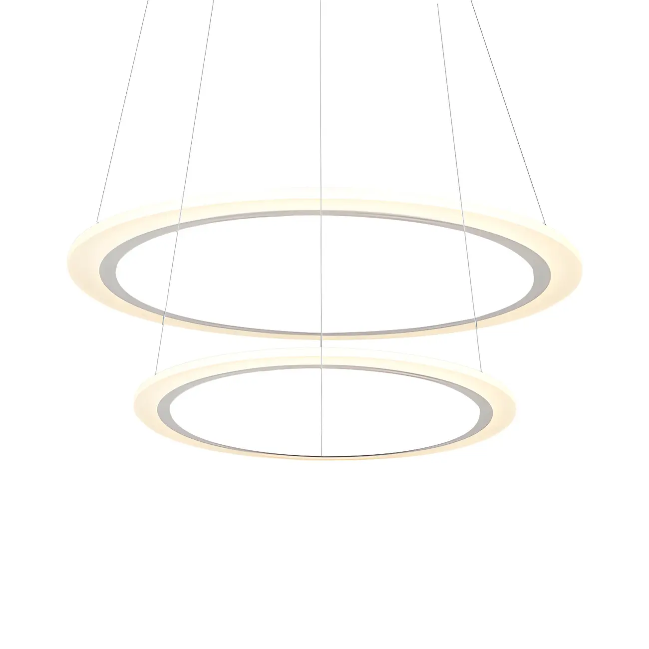 White Circular Modern Metal LED Pendant Chandelier Image - 15 | homeyfad