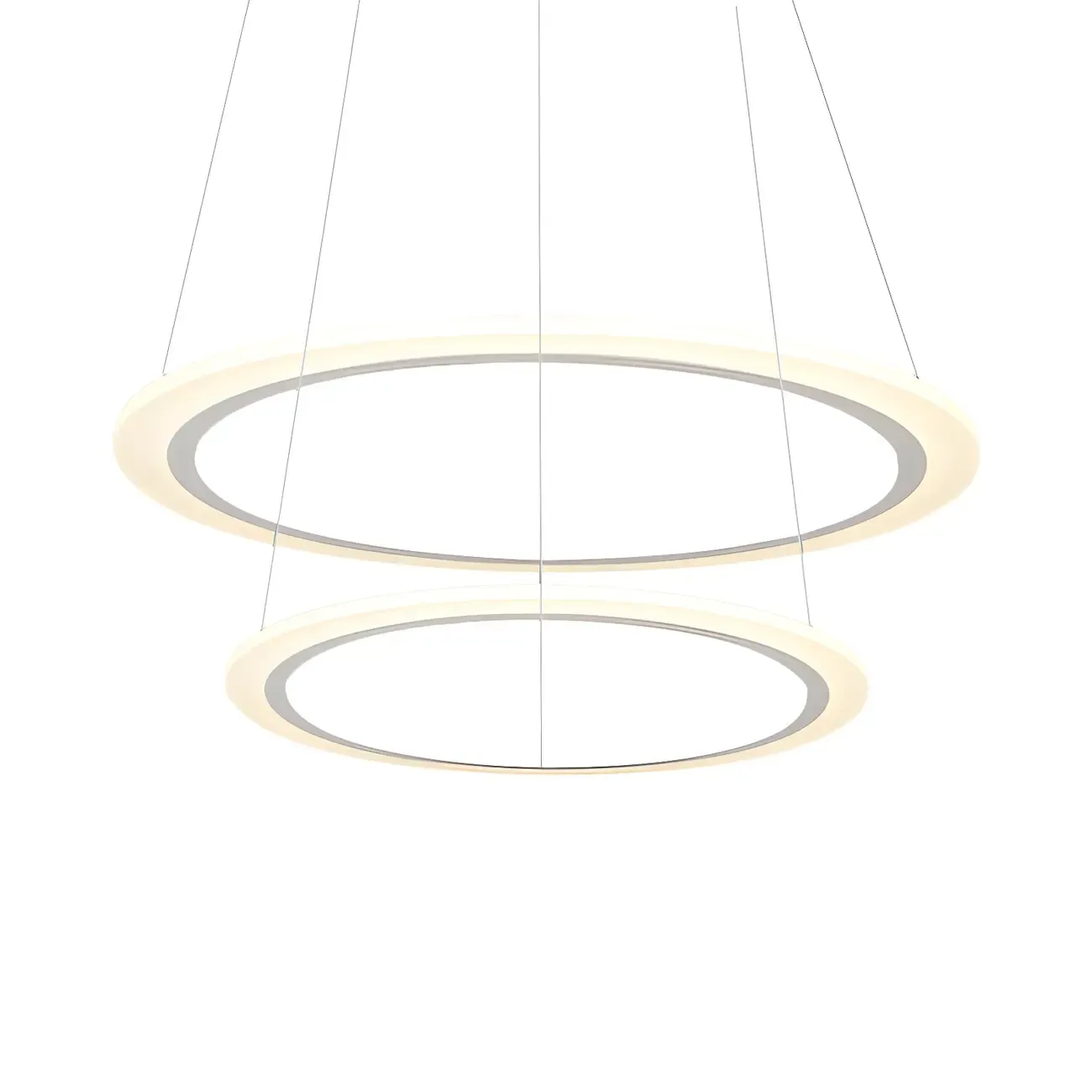 White Circular Modern Metal LED Pendant Chandelier Image - 15
