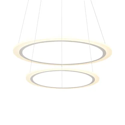 White Circular Modern Metal LED Pendant Chandelier Image - 15