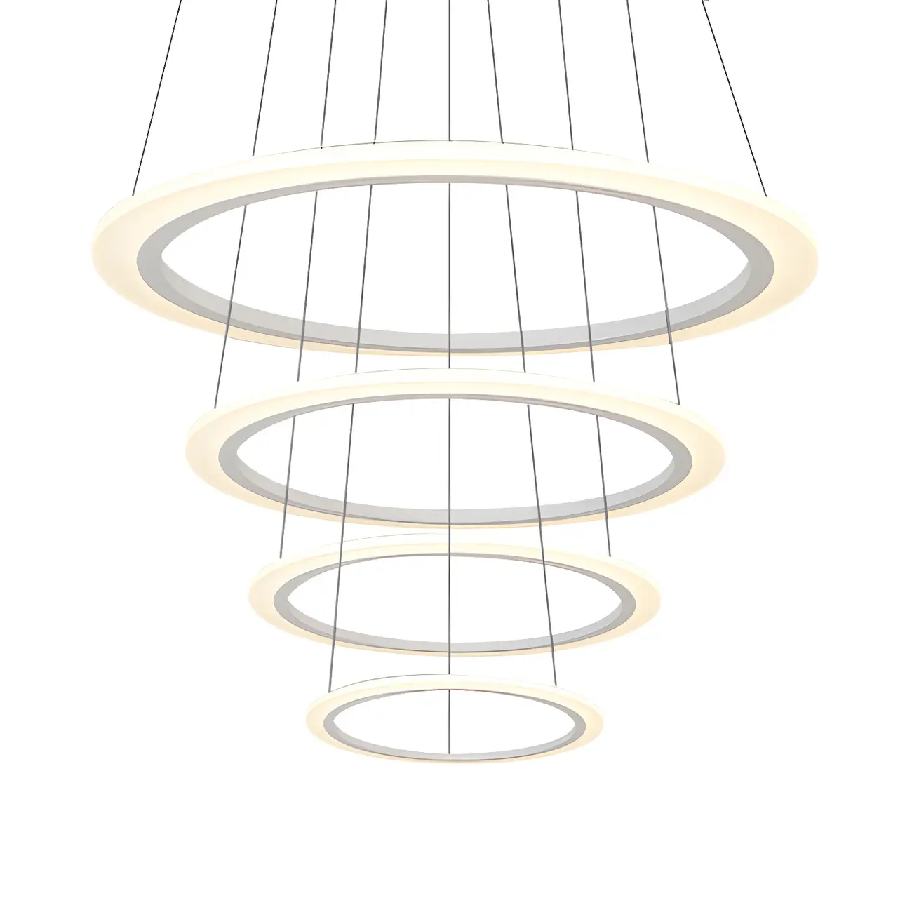 White Circular Modern Metal LED Pendant Chandelier Image - 19 | homeyfad