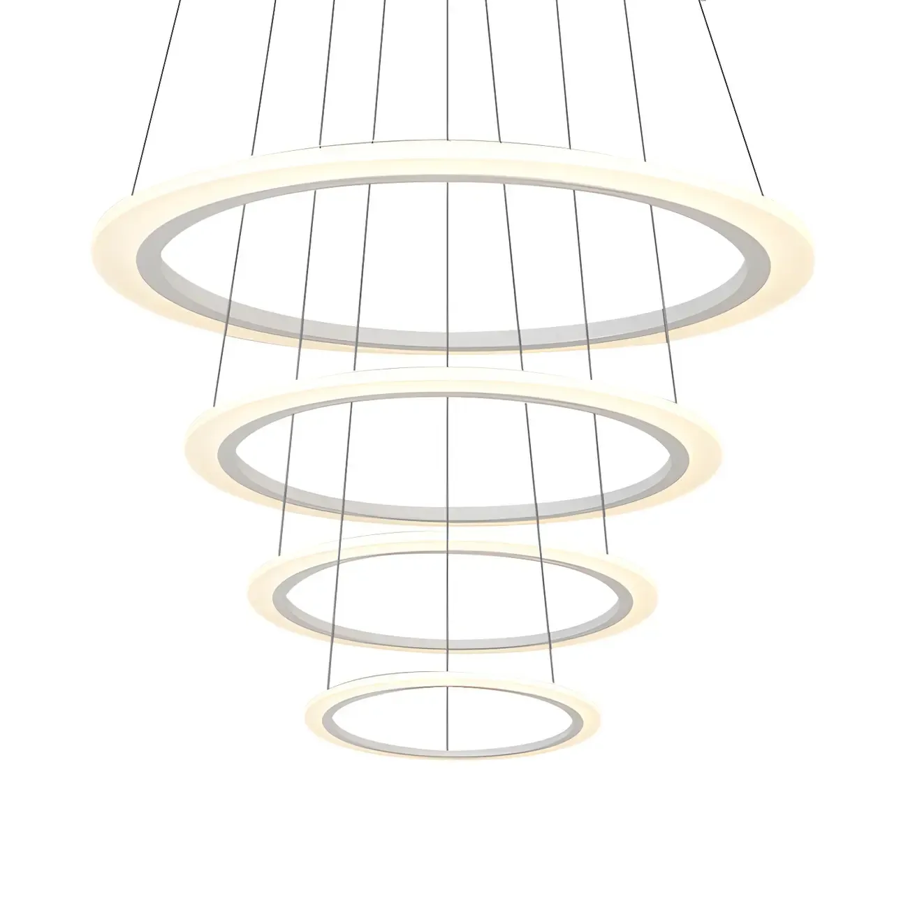 White Circular Modern Metal LED Pendant Chandelier Image - 19