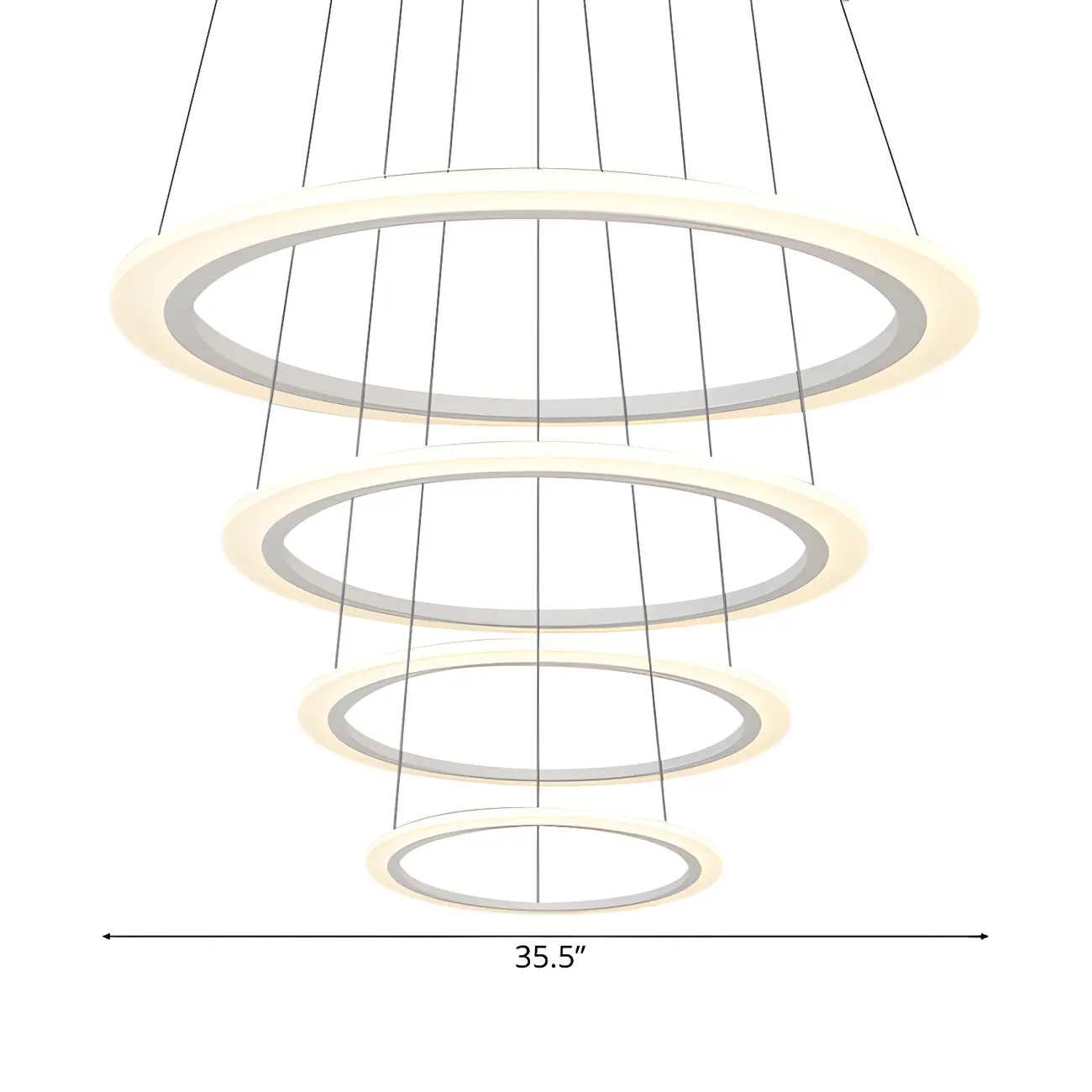 White Circular Modern Metal LED Pendant Chandelier Image - 20 | homeyfad