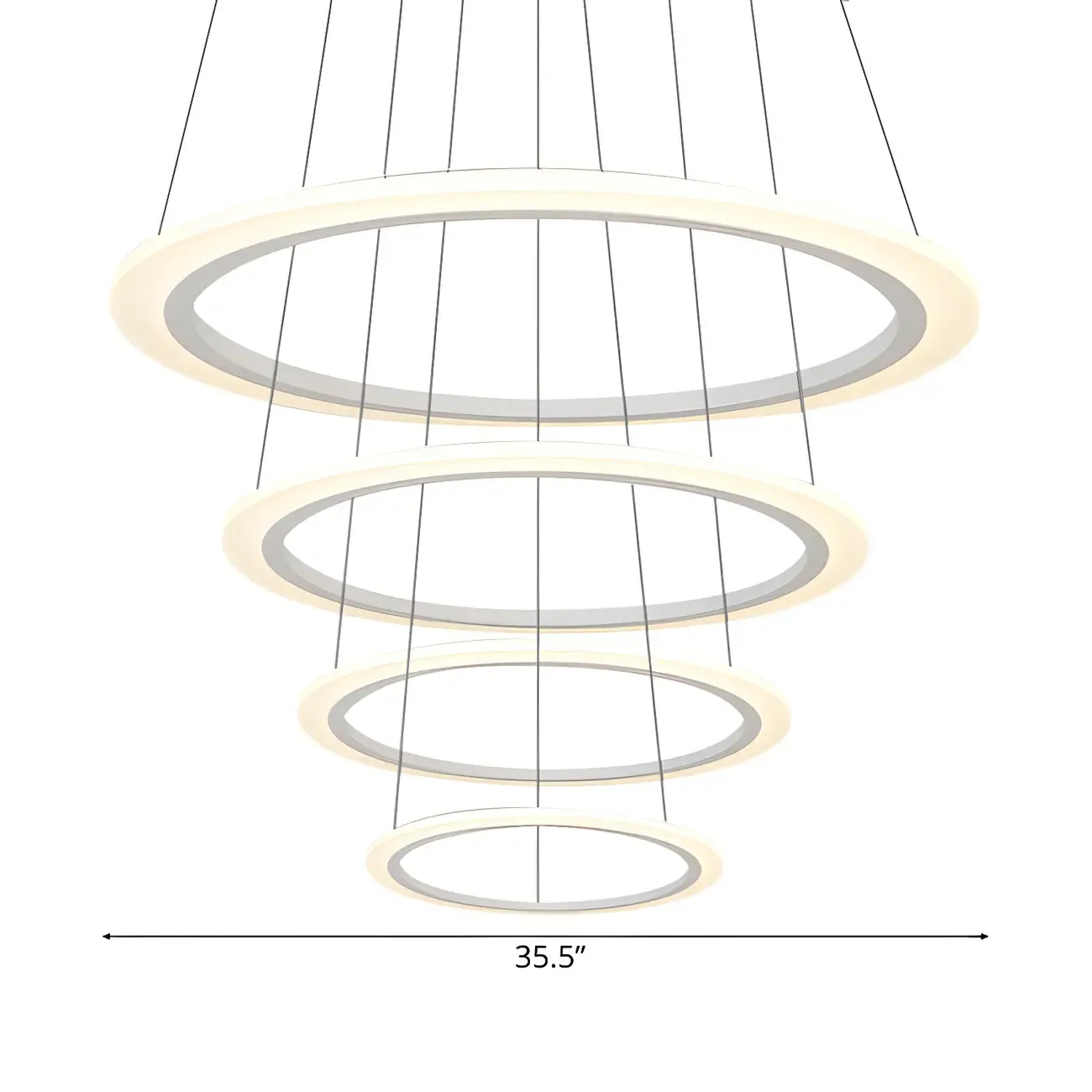 White Circular Modern Metal LED Pendant Chandelier Image - 20