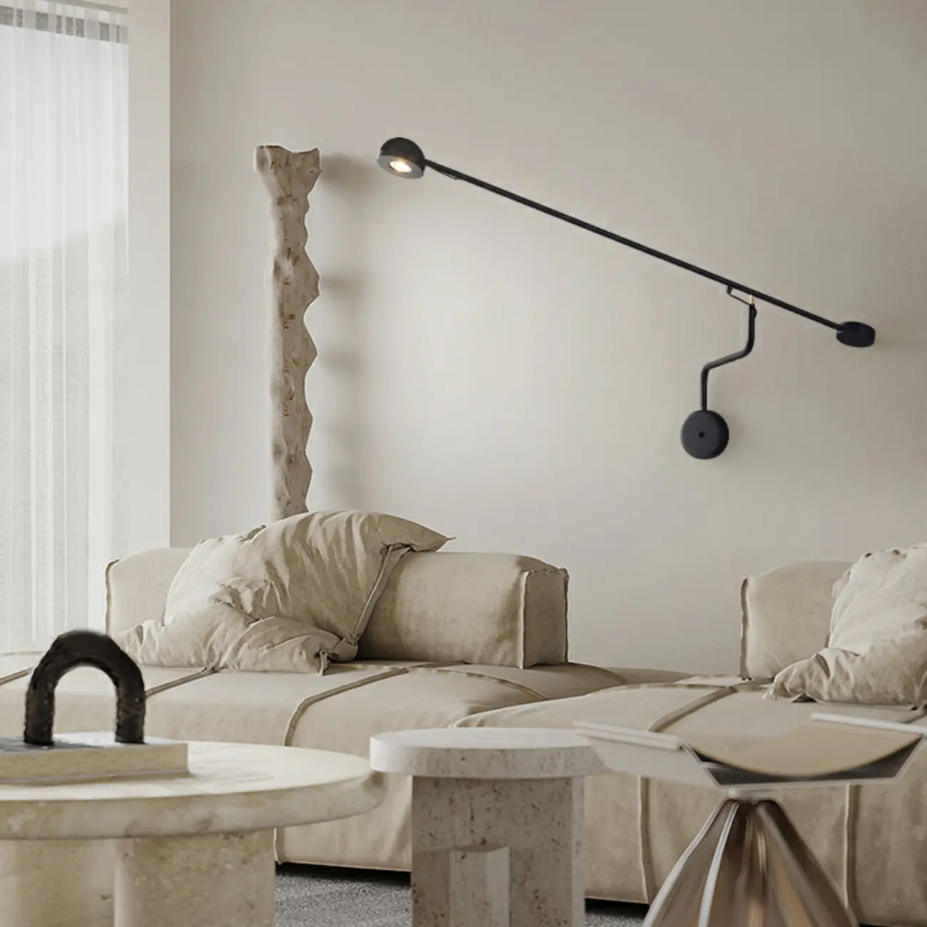 Minimalist Black Metal Adjustable Large Swing Arm Wall Light Image - 1 | homeyfad