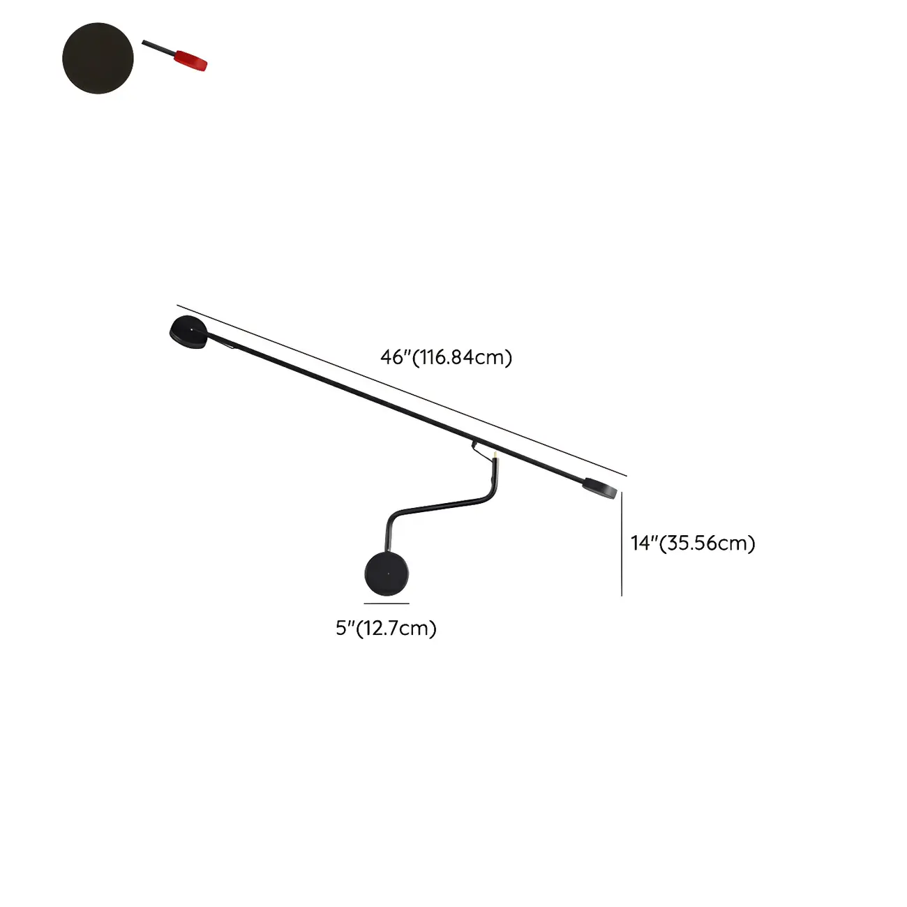 Minimalist Black Metal Adjustable Large Swing Arm Wall Light #size | homeyfad