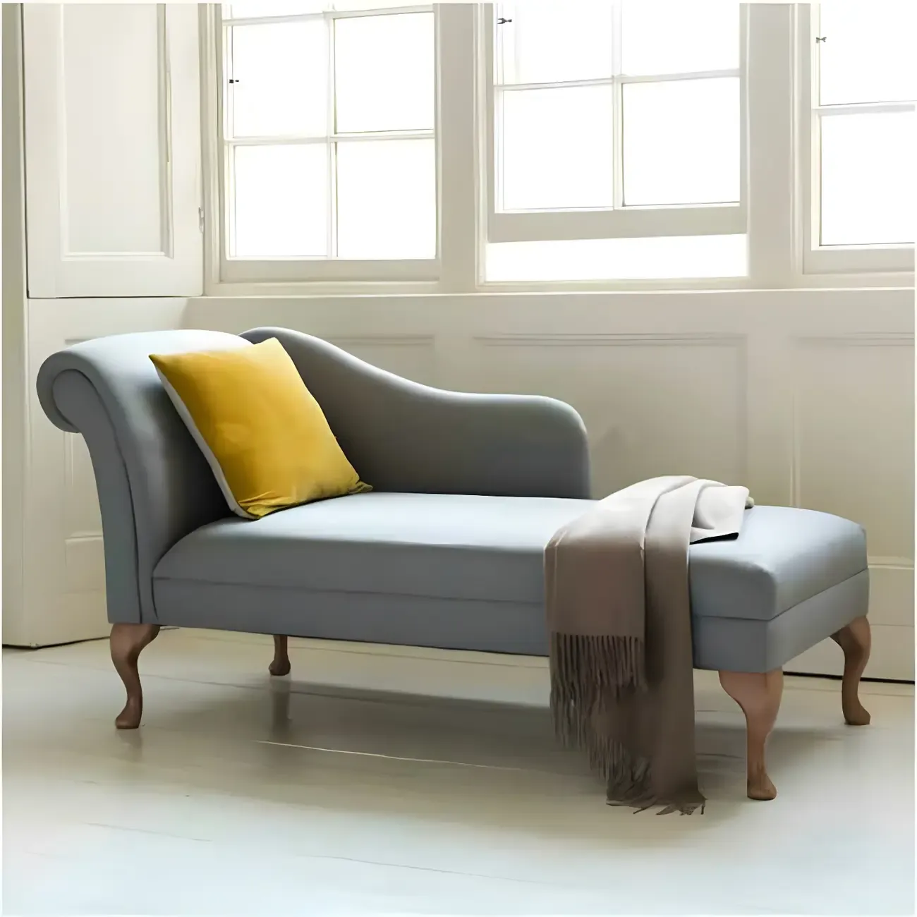 Modern Cotton Chaise Lounge with One Arm for Bedroom Image - 1