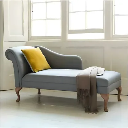 Modern Cotton Chaise Lounge with One Arm for Bedroom Image - 1