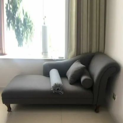 Modern Cotton Chaise Lounge with One Arm for Bedroom Image - 3
