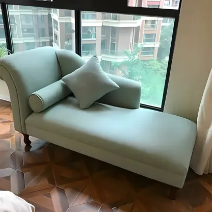 Modern Cotton Chaise Lounge with One Arm for Bedroom Image - 4