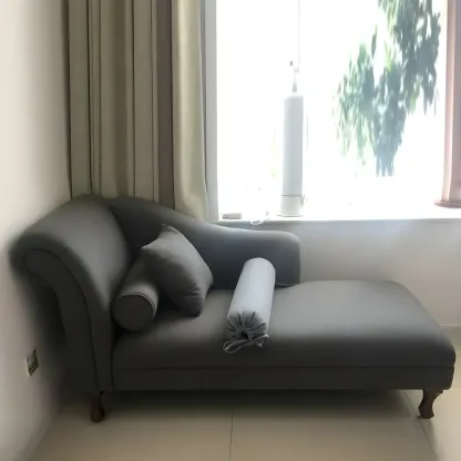 Modern Cotton Chaise Lounge with One Arm for Bedroom Image - 6