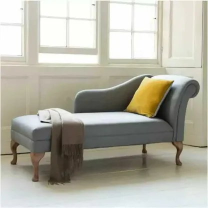 Modern Cotton Chaise Lounge with One Arm for Bedroom Image - 7