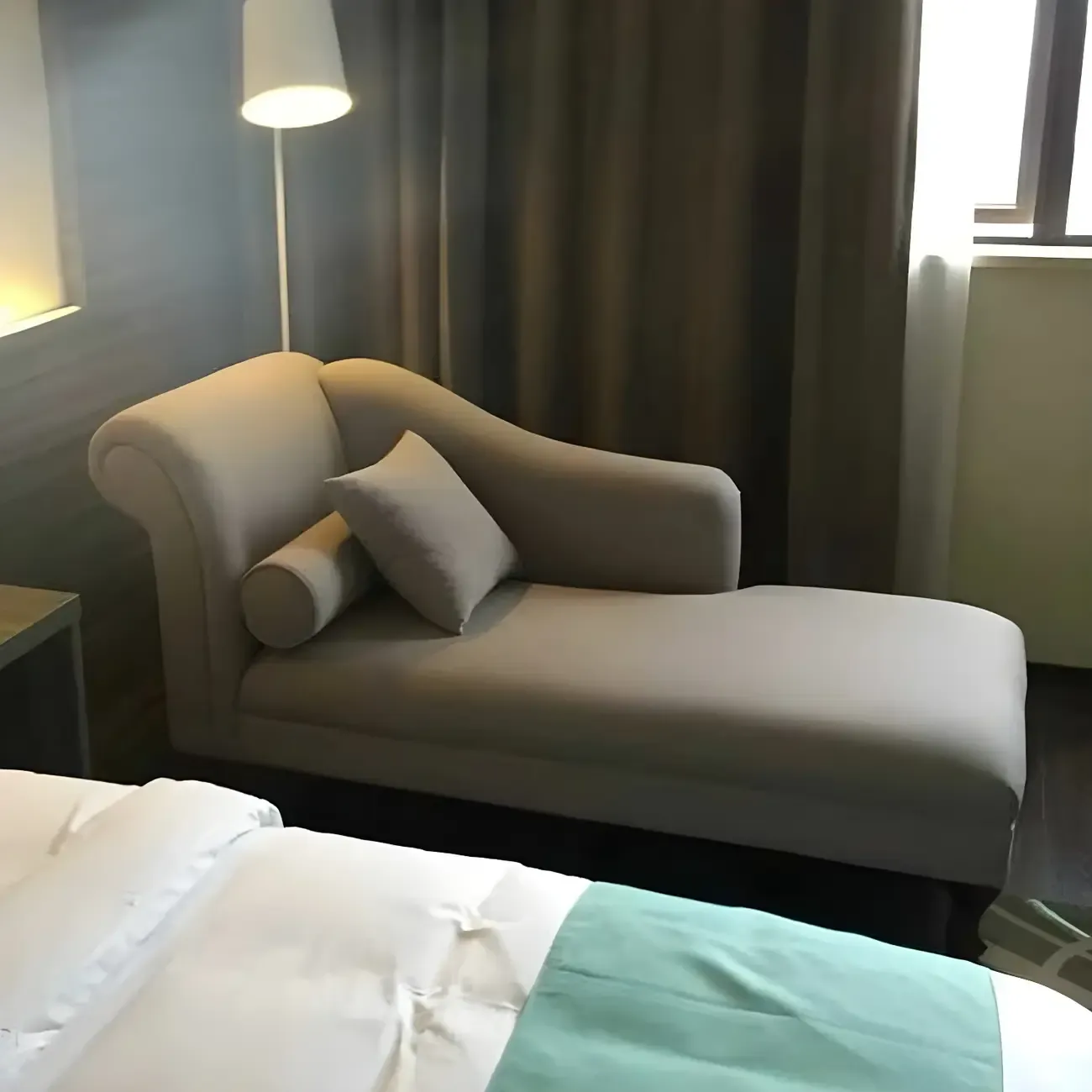 Modern Cotton Chaise Lounge with One Arm for Bedroom Image - 8