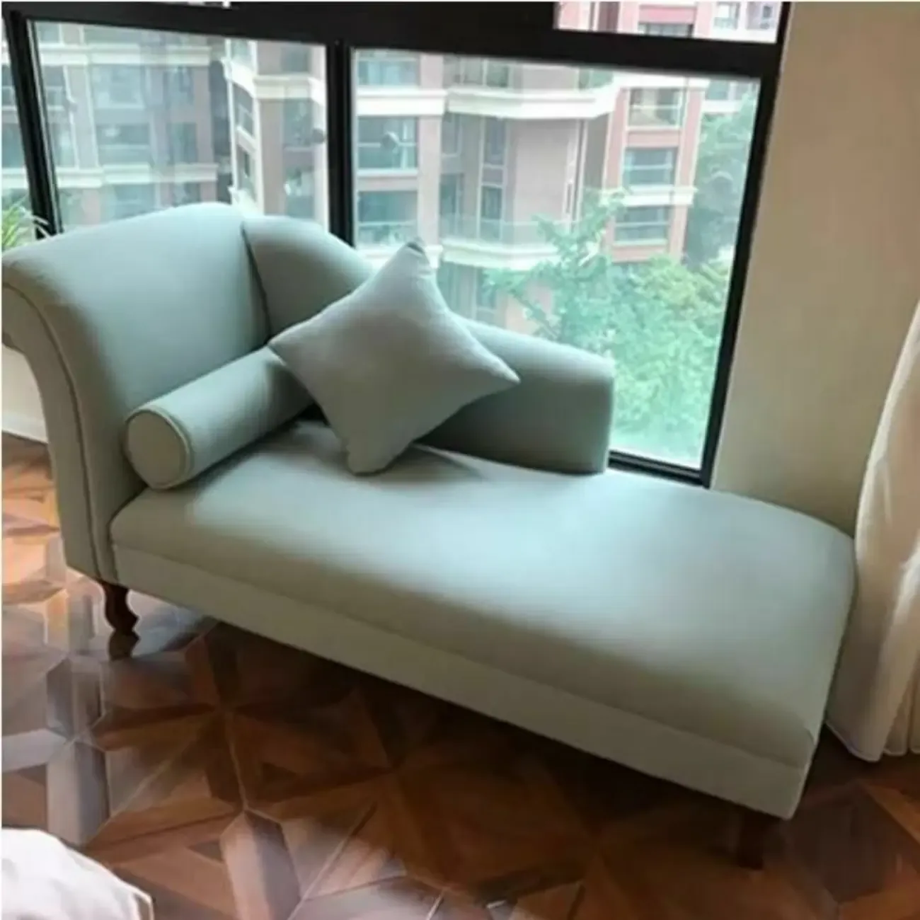 Modern Cotton Chaise Lounge with One Arm for Bedroom Image - 13