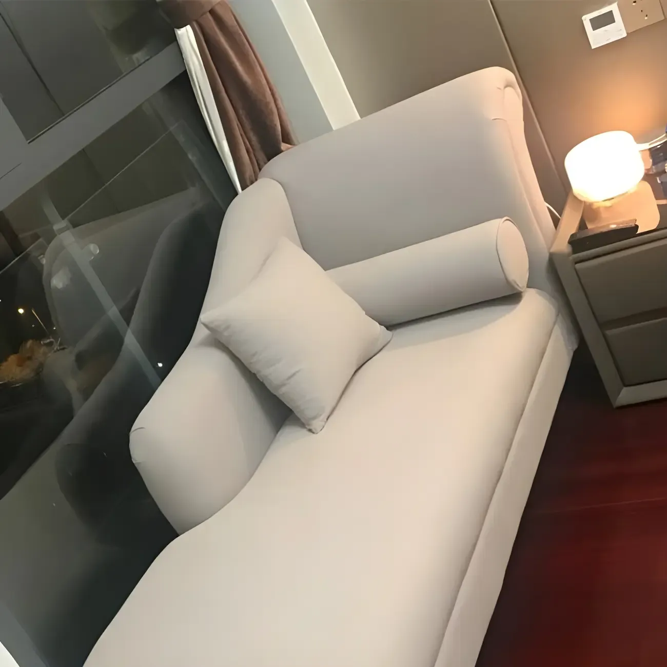 Modern Cotton Chaise Lounge with One Arm for Bedroom Image - 14
