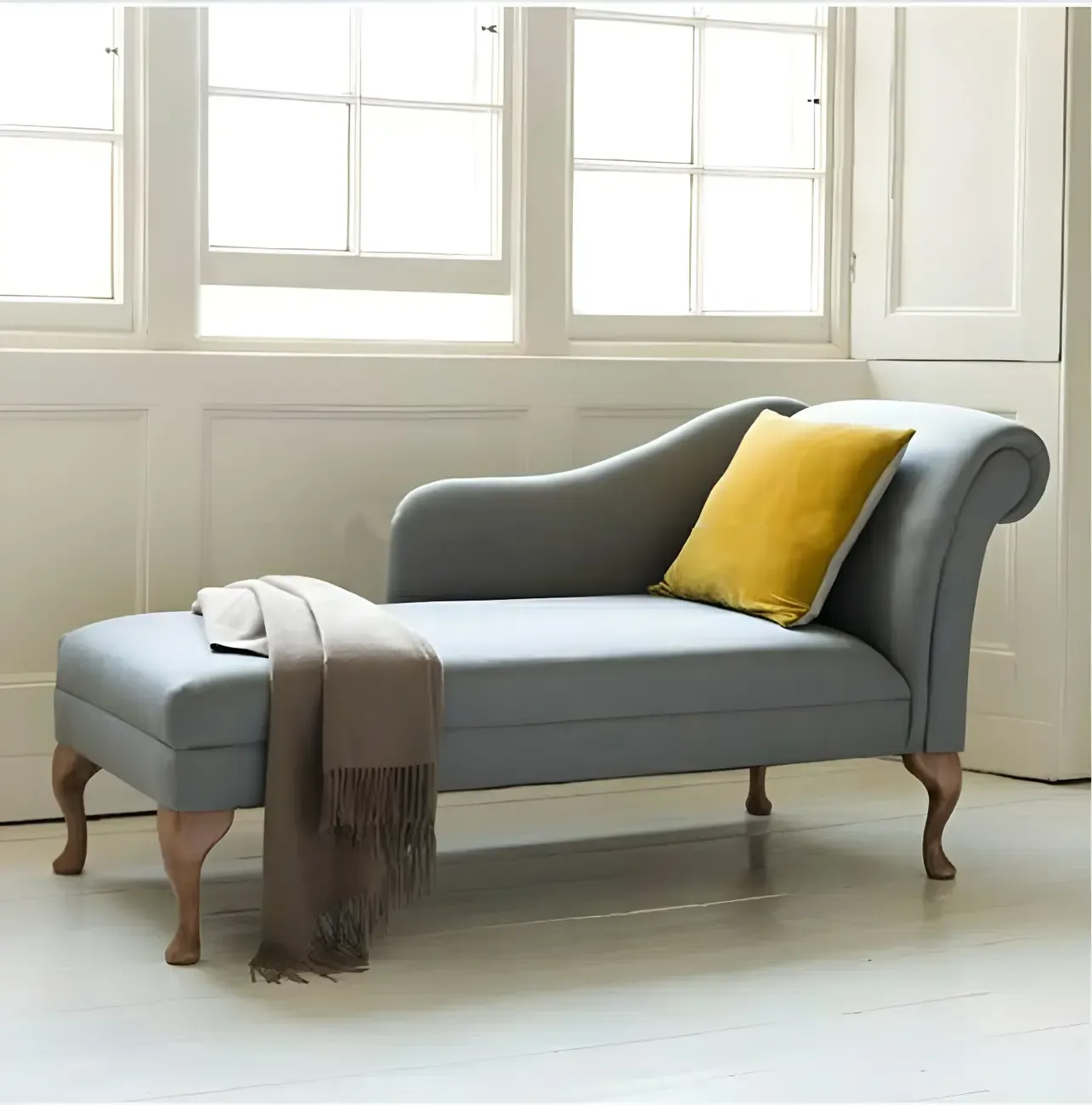 Modern Cotton Chaise Lounge with One Arm for Bedroom Image - 16