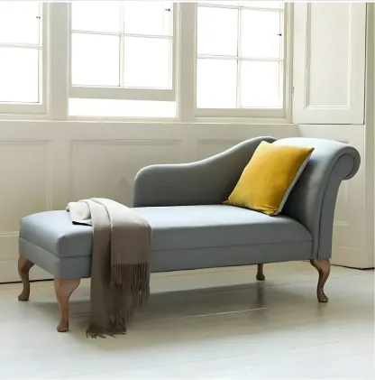 Modern Cotton Chaise Lounge with One Arm for Bedroom Image - 16