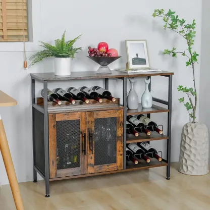 Wooden Large Capacity Removable Wine Cabinet with Double Door Image - 4
