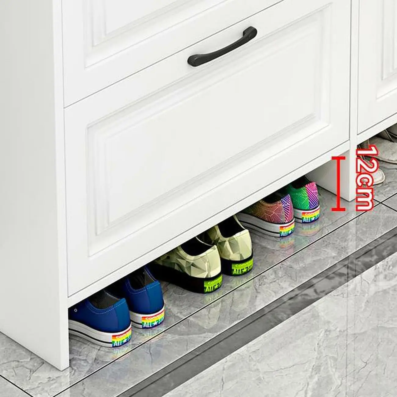Entryway White Wooden Narrow Shoe Storage Cabinet Image - 8 | homeyfad