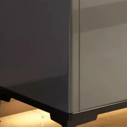 Sleek Entryway Wooden Shoe Storage Cabinet with Glass Top Image - 9