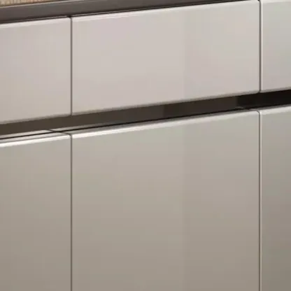 Sleek Entryway Wooden Shoe Storage Cabinet with Glass Top Image - 10