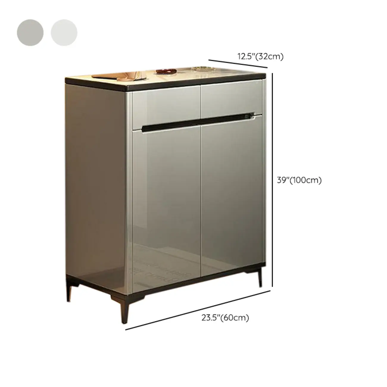 Sleek Entryway Wooden Shoe Storage Cabinet with Glass Top #size | homeyfad