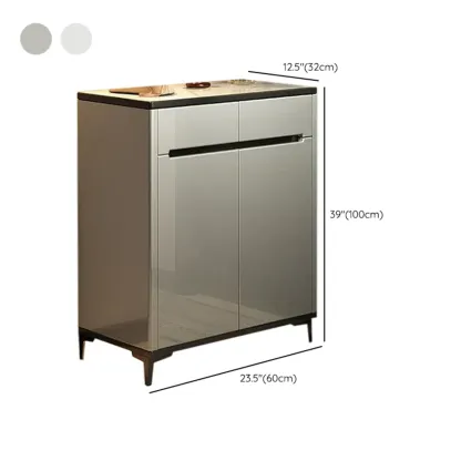 Sleek Entryway Wooden Shoe Storage Cabinet with Glass Top #size