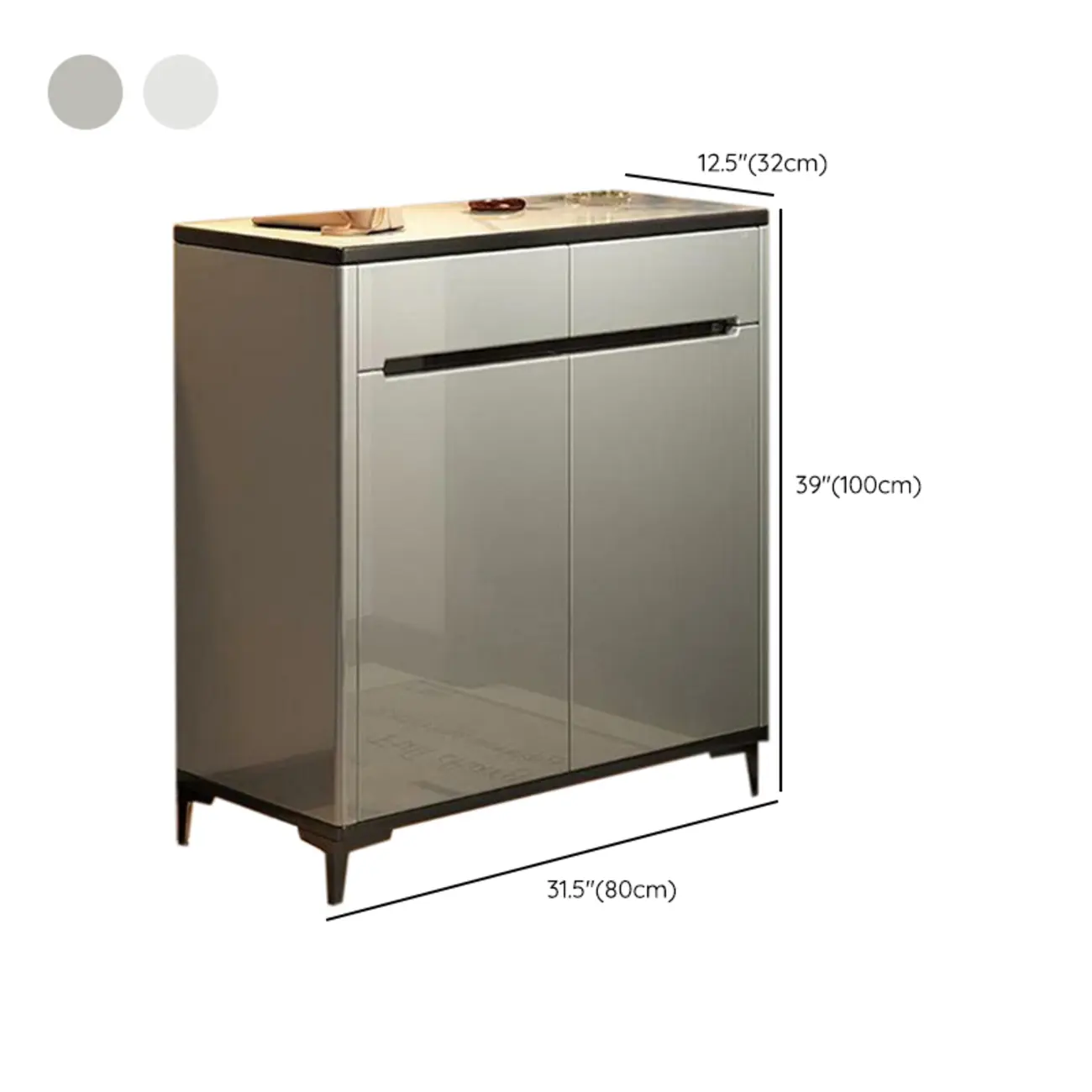 Sleek Entryway Wooden Shoe Storage Cabinet with Glass Top Image - 18 | homeyfad