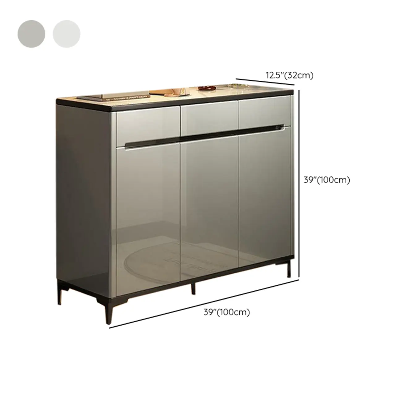 Sleek Entryway Wooden Shoe Storage Cabinet with Glass Top Image - 19 | homeyfad