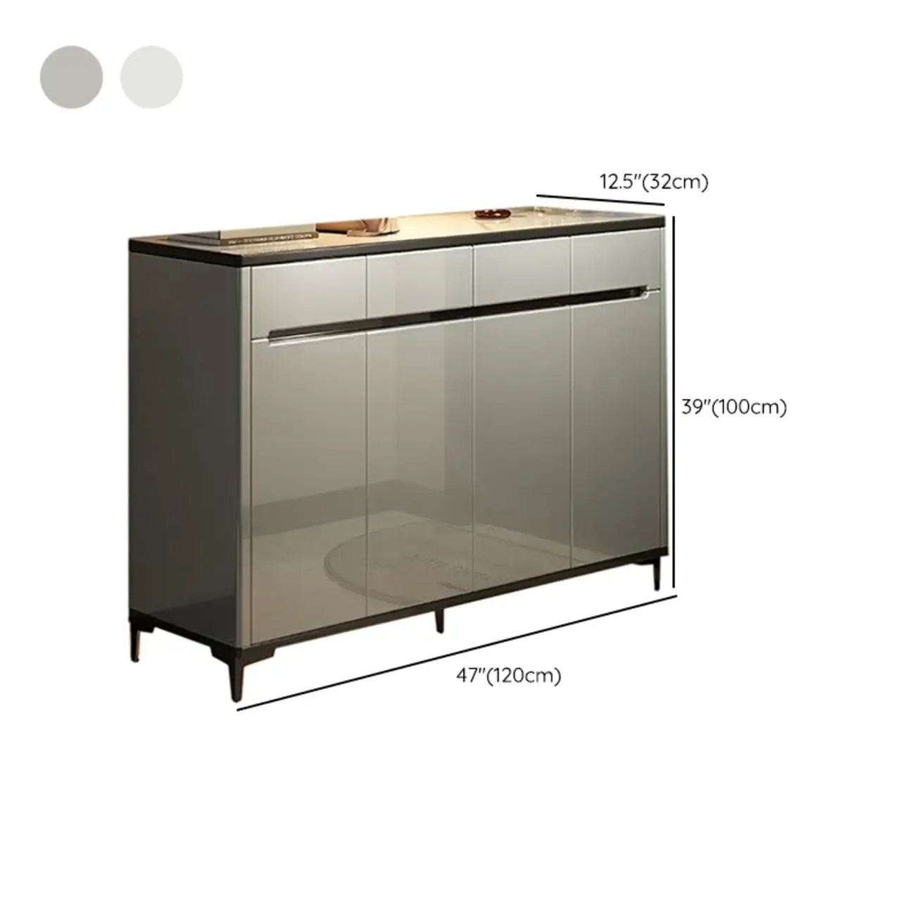 Sleek Entryway Wooden Shoe Storage Cabinet with Glass Top Image - 20