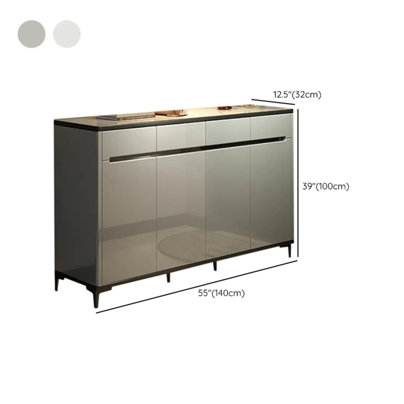 Sleek Entryway Wooden Shoe Storage Cabinet with Glass Top Image - 21 | homeyfad