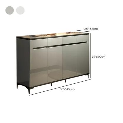 Sleek Entryway Wooden Shoe Storage Cabinet with Glass Top Image - 21