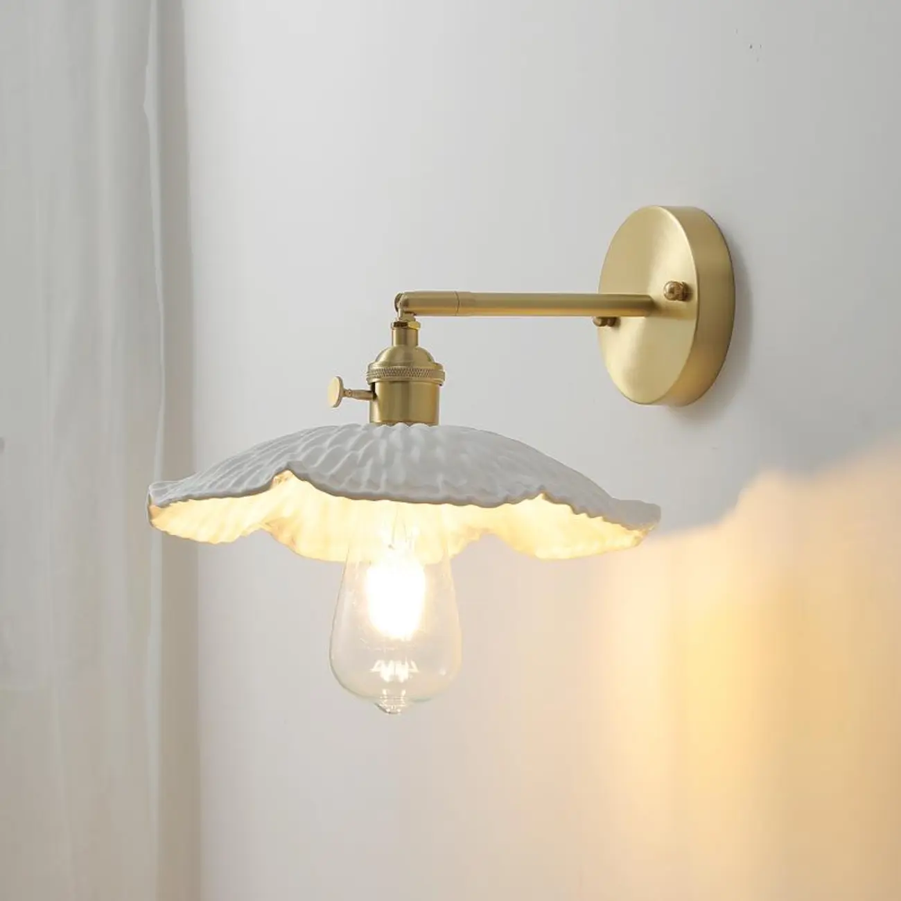 Vintage Brass Wall Light with Ceramics Shade for Bedroom | homeyfad