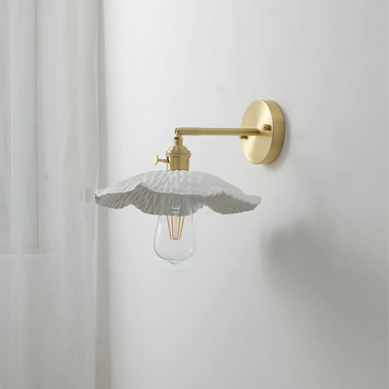 Vintage Brass Wall Light with Ceramics Shade for Bedroom | homeyfad