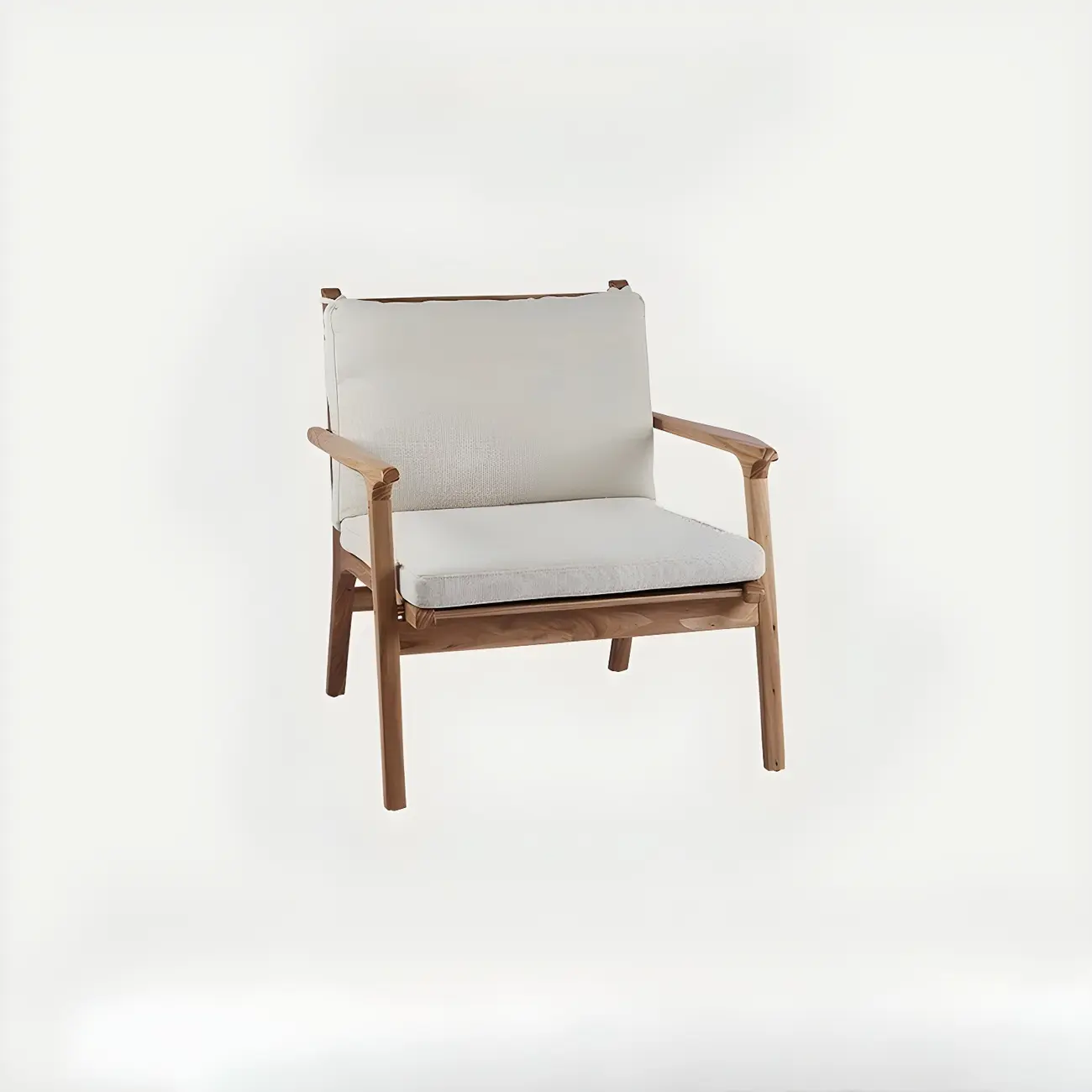 Scandinavian Faux Leather Wood Square Arm Accent Chair Image - 2 | homeyfad