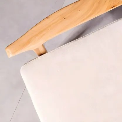 Scandinavian Faux Leather Wood Square Arm Accent Chair Image - 6