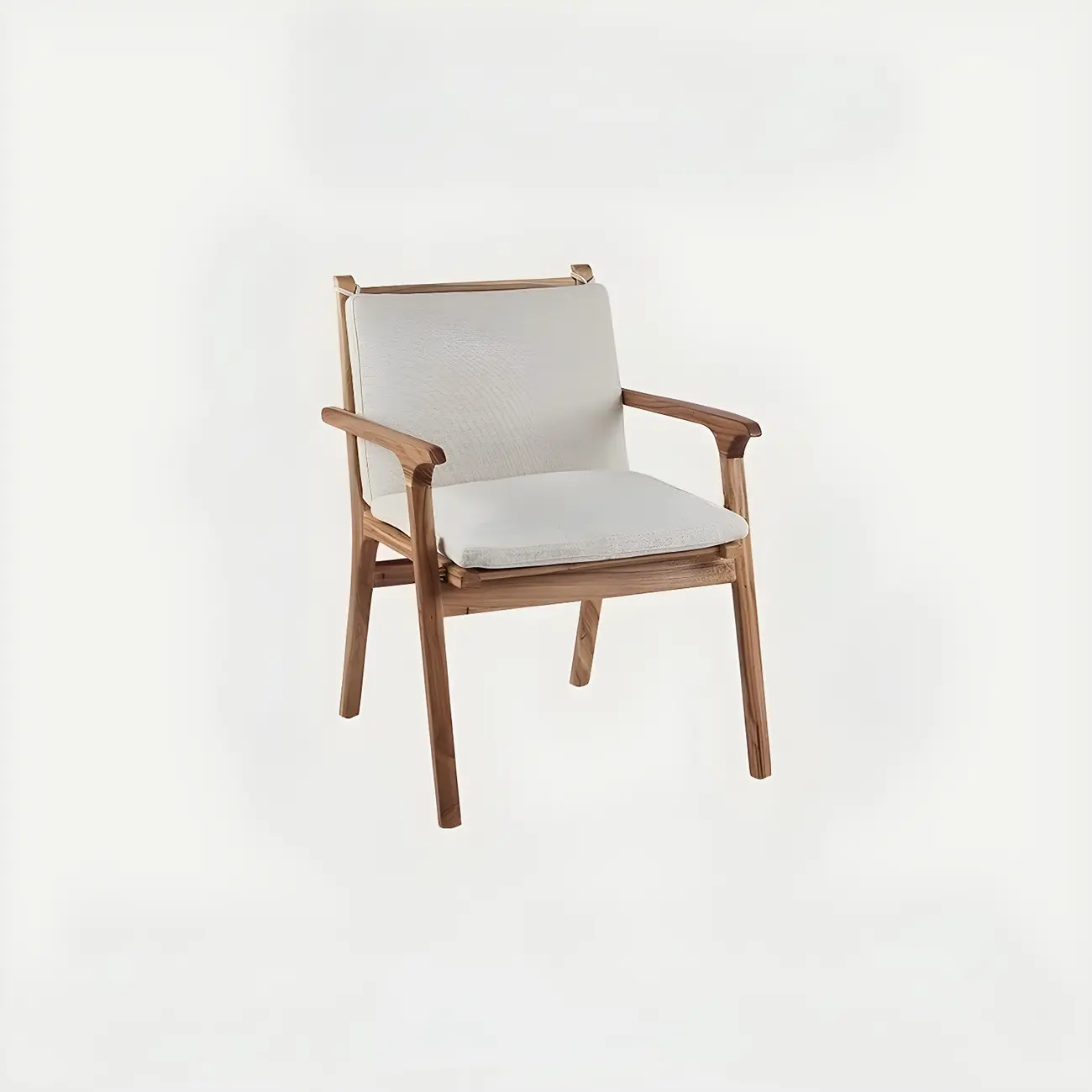 Scandinavian Faux Leather Wood Square Arm Accent Chair Image - 7 | homeyfad