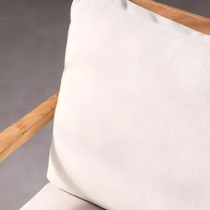 Scandinavian Faux Leather Wood Square Arm Accent Chair Image - 8