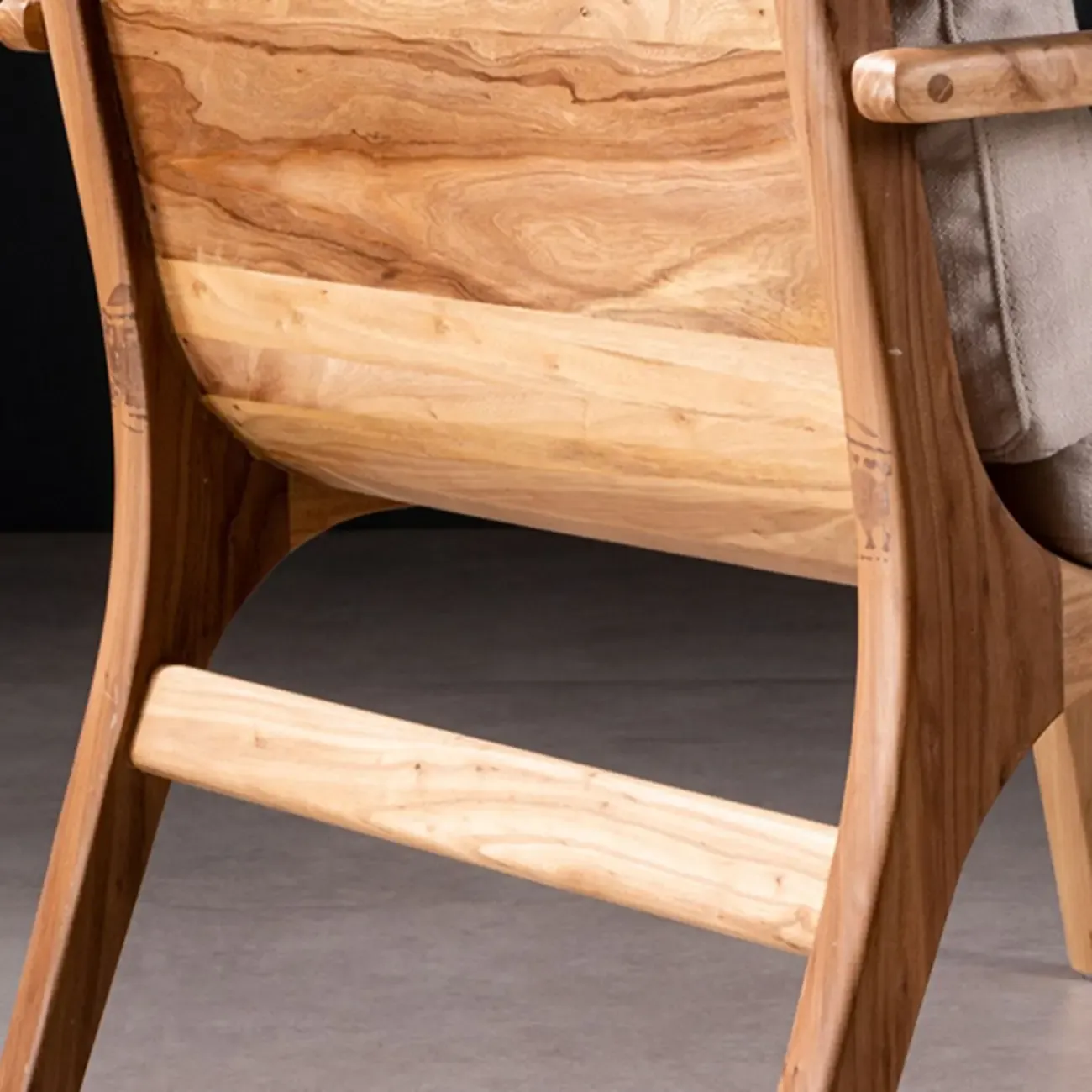 Scandinavian Faux Leather Wood Square Arm Accent Chair Image - 15